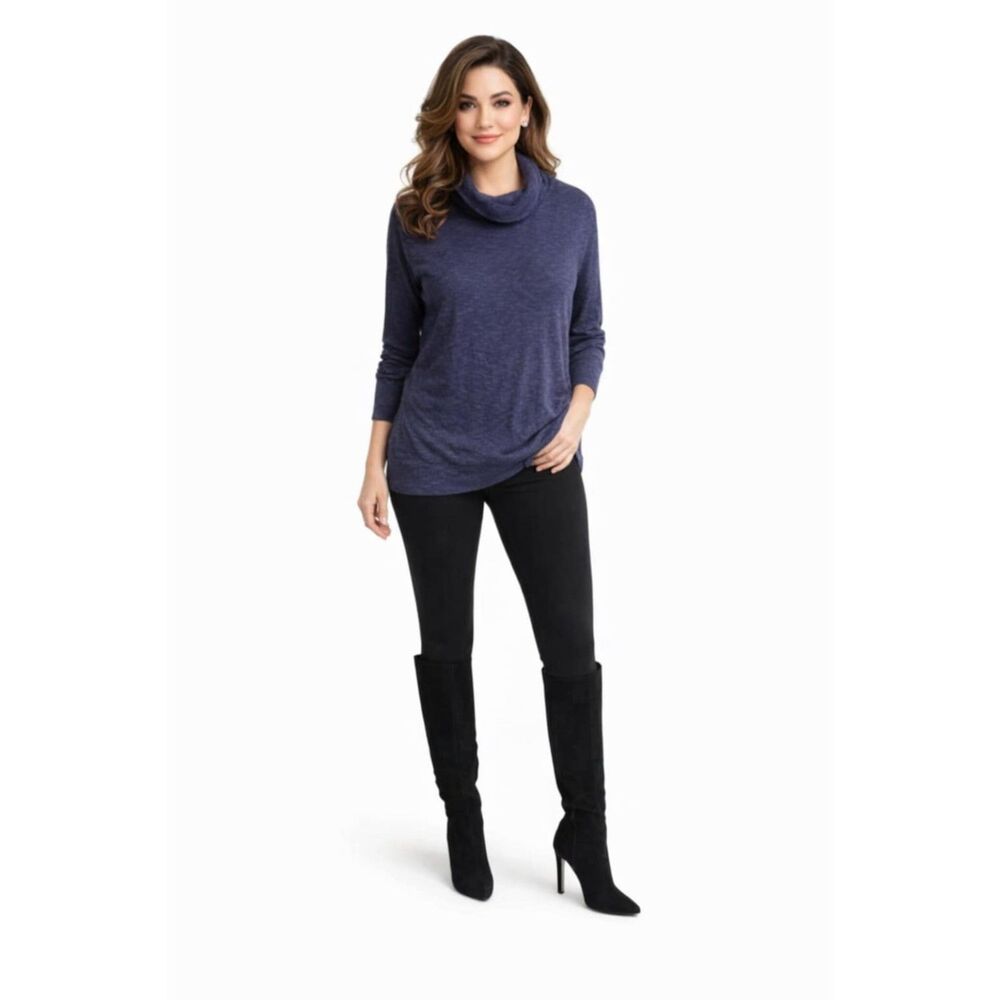 NorthCrest Classic BLUE Sweater Cowl Neck Long Sleeve Women's WOMAN'S Small